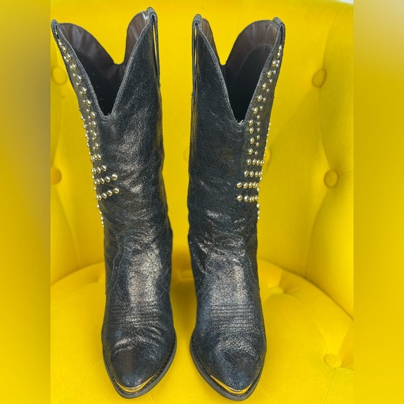 Reba Black Studded Boots Size 8M - Picture 2 of 14